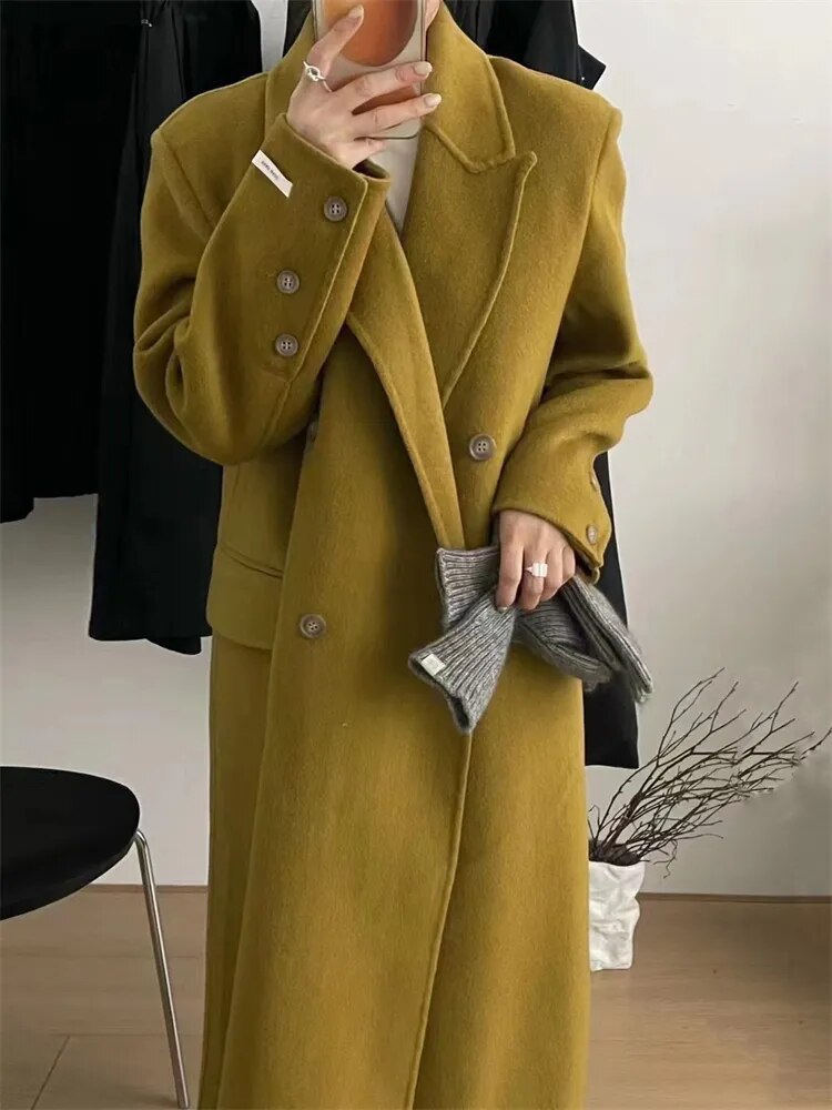 Winter Coats for Women 2024 Woolen Coat Long Single Breasted Womens Clothing Coats and Jackets Autumn Patchwork