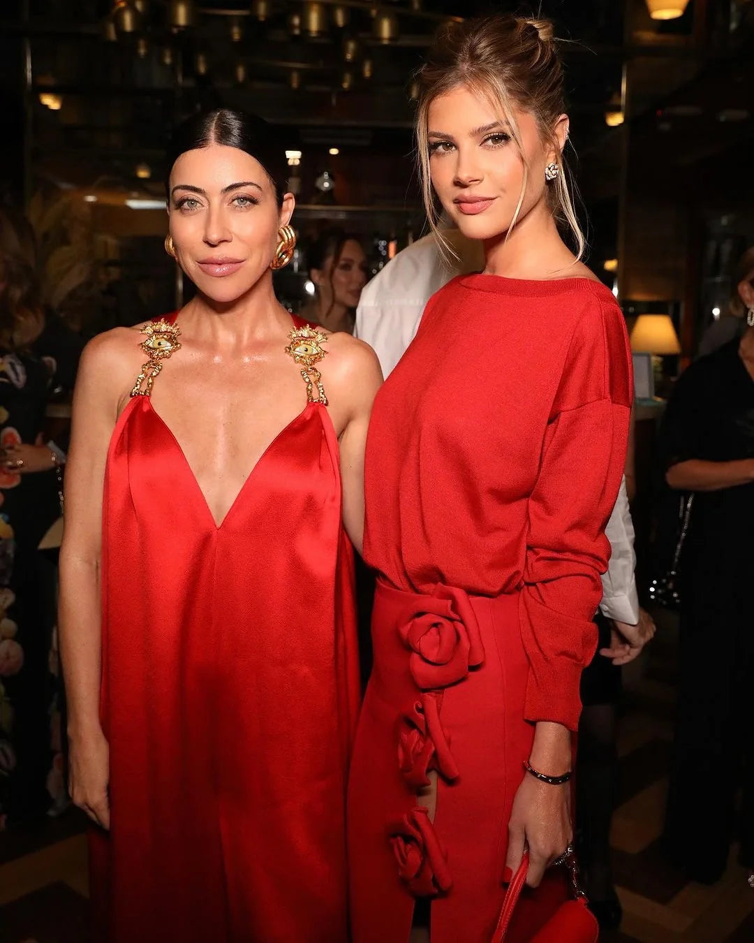 Rose Decoration Sexy High Split Red Bandage Long Shikt Fashion Graceful woman Item Evening Party Outfit