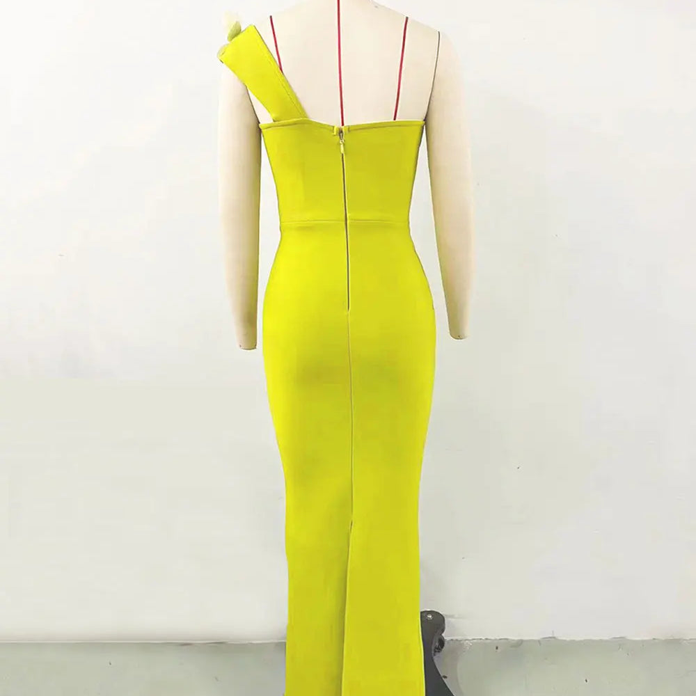 2024 Sexy Women's 3D Flower Decoration Long Dress Strapless Sleeveless Bodycon Backless Max Dress Cocktail Evening Party Vestido