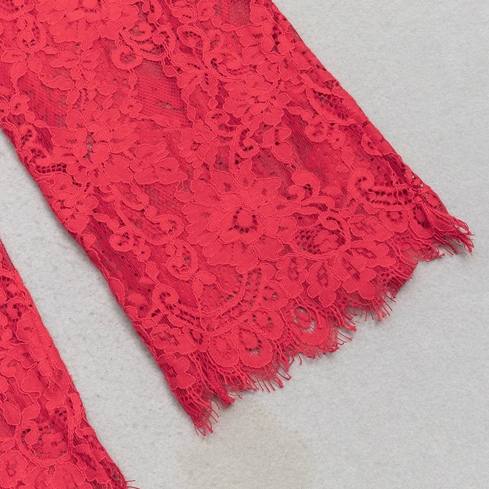 2025 Sexy Women'S Lace Pants Set Spaghetti Strap Sleeveless Backless Ultra Short Vest+Straight Leg Pants Two-Piece Set