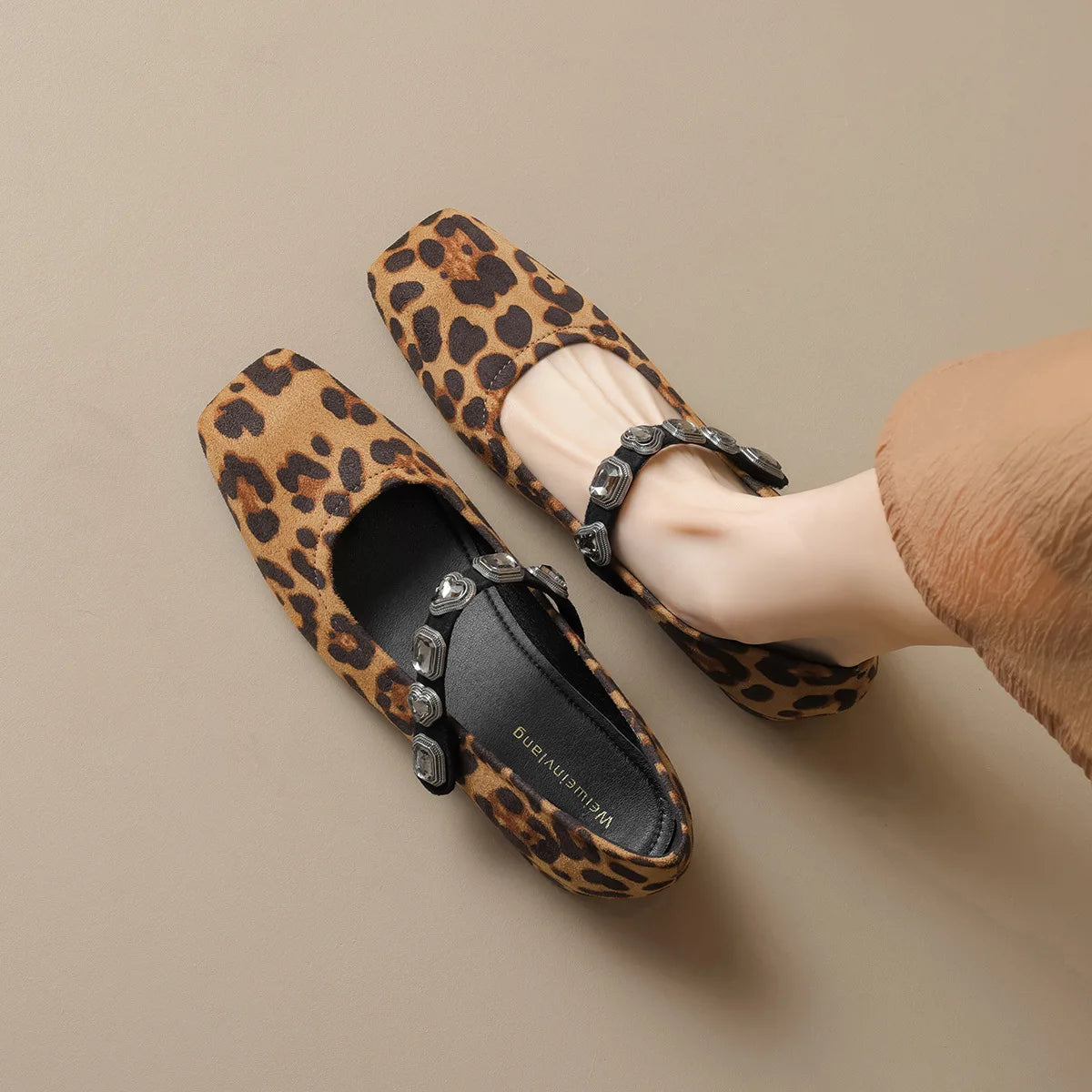 New spring women's shoes Leopard print design Mary Jane shoes Women's casual high heels and boat shoes Office and party wear
