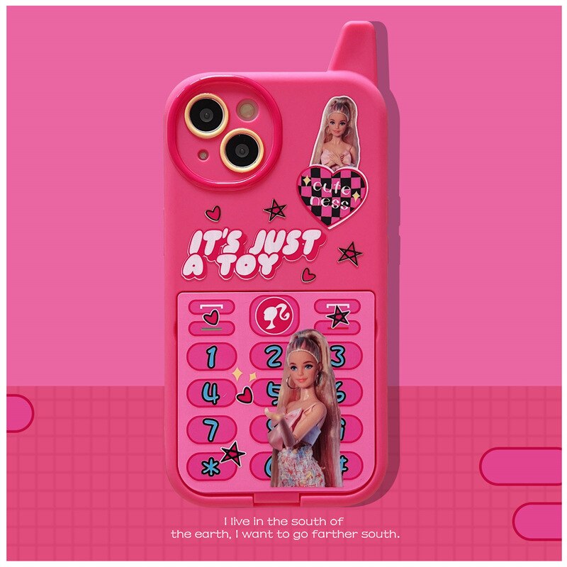 Y2K filles miroir étui de téléphone portable Barbie mode femmes Iphone 14Promax coque 12 13 Xr Smartphone coque de protection porte-clés cadeau