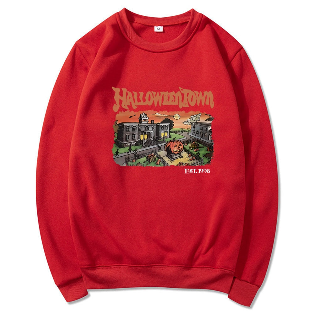 Retro HalloweenTown 1998 Crewneck Sweatshirt Halloween Shirt Funny Halloween Party Sweater Fall Pumpkin Tshirts Halloween Gift Red