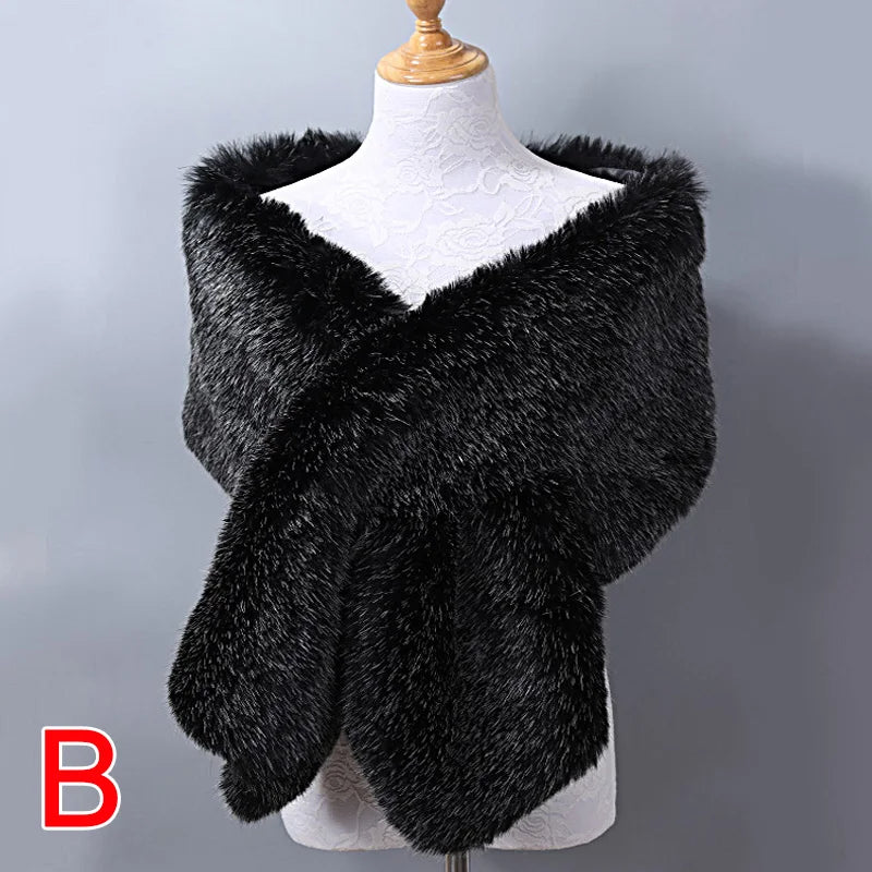 New Winter Women Fur Capes Champagne Wedding Faux Fur Bolero Stole Shawl Wraps Bridal Jacket Formal Evening Party Shrug B