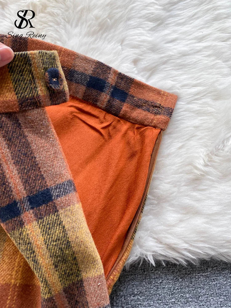 SINGREINY Women Retro Sweater Suits Fashion Lantern Sleeve Sheath Knitted Top+Elastic Loose Long Skirt Two Pieces Sets