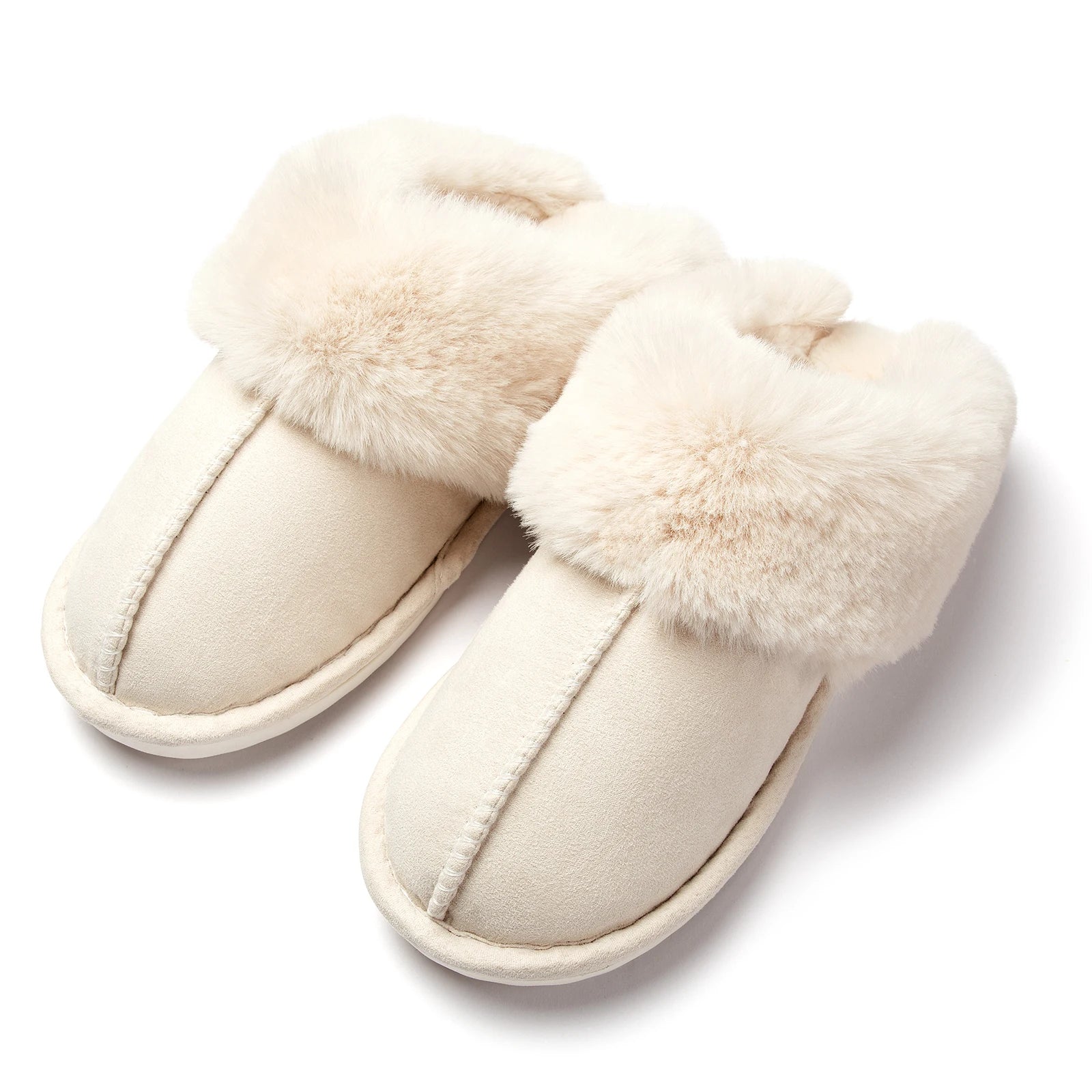 Winter Slippers Women Indoor Outdoor Wear Soft Thick PNon-slip waterproof Warm Offwhite