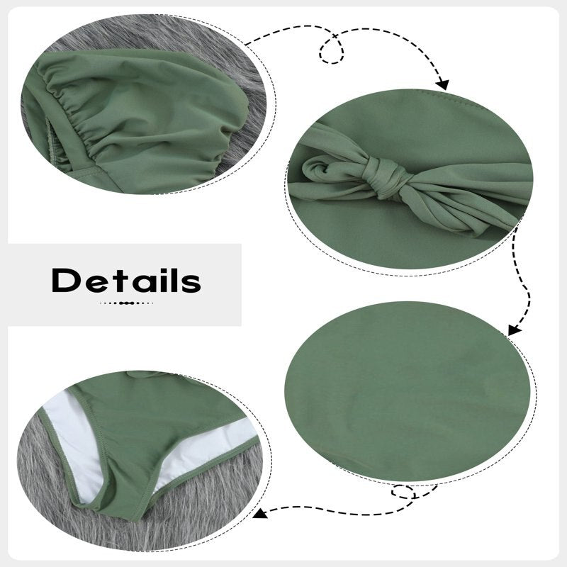 Summer Women`s Bikini Swimsuits Push Up Bikini Two Piece Swimsuits Padded Bathing Suit Green L Female 2024