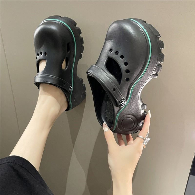 Summer Women Croc Clogs Platform Garden Shoes Sandals Height Increasing Slippers Slip on For Girl Beach Shoes Slippers Women