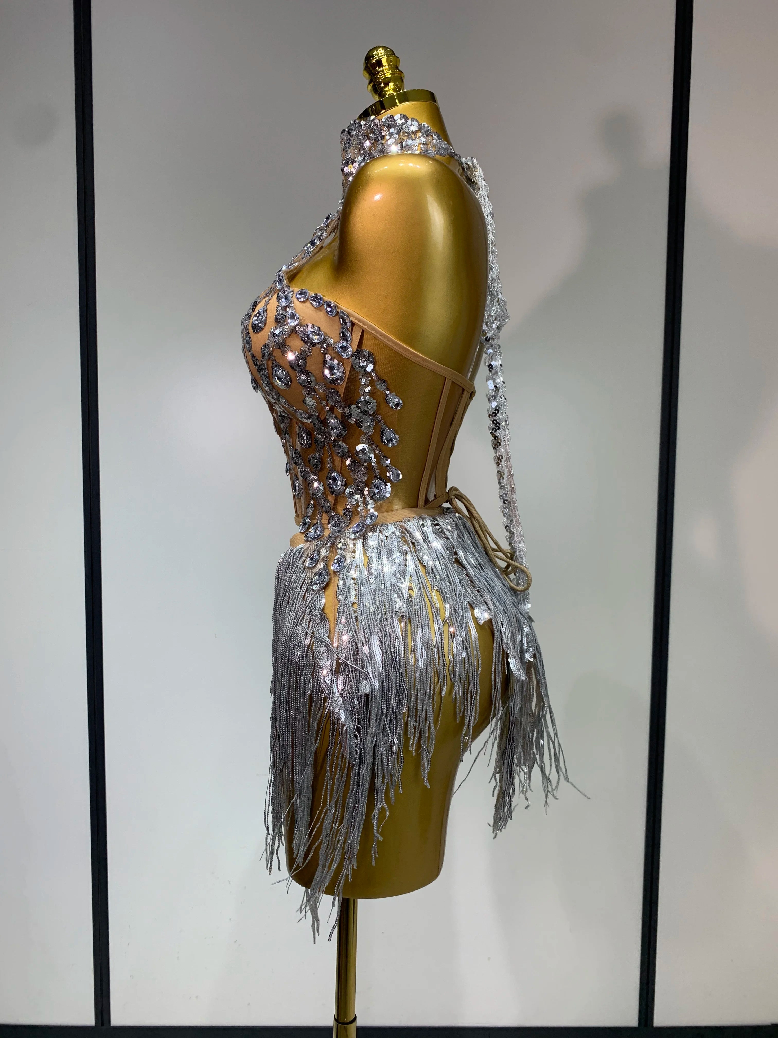 Women Sexy Sequins Rhinestone Glitter Two Pieces Sets 2025 Luxury Birthday Evening Party Nightclub Hotwife Singer Stage Outfit