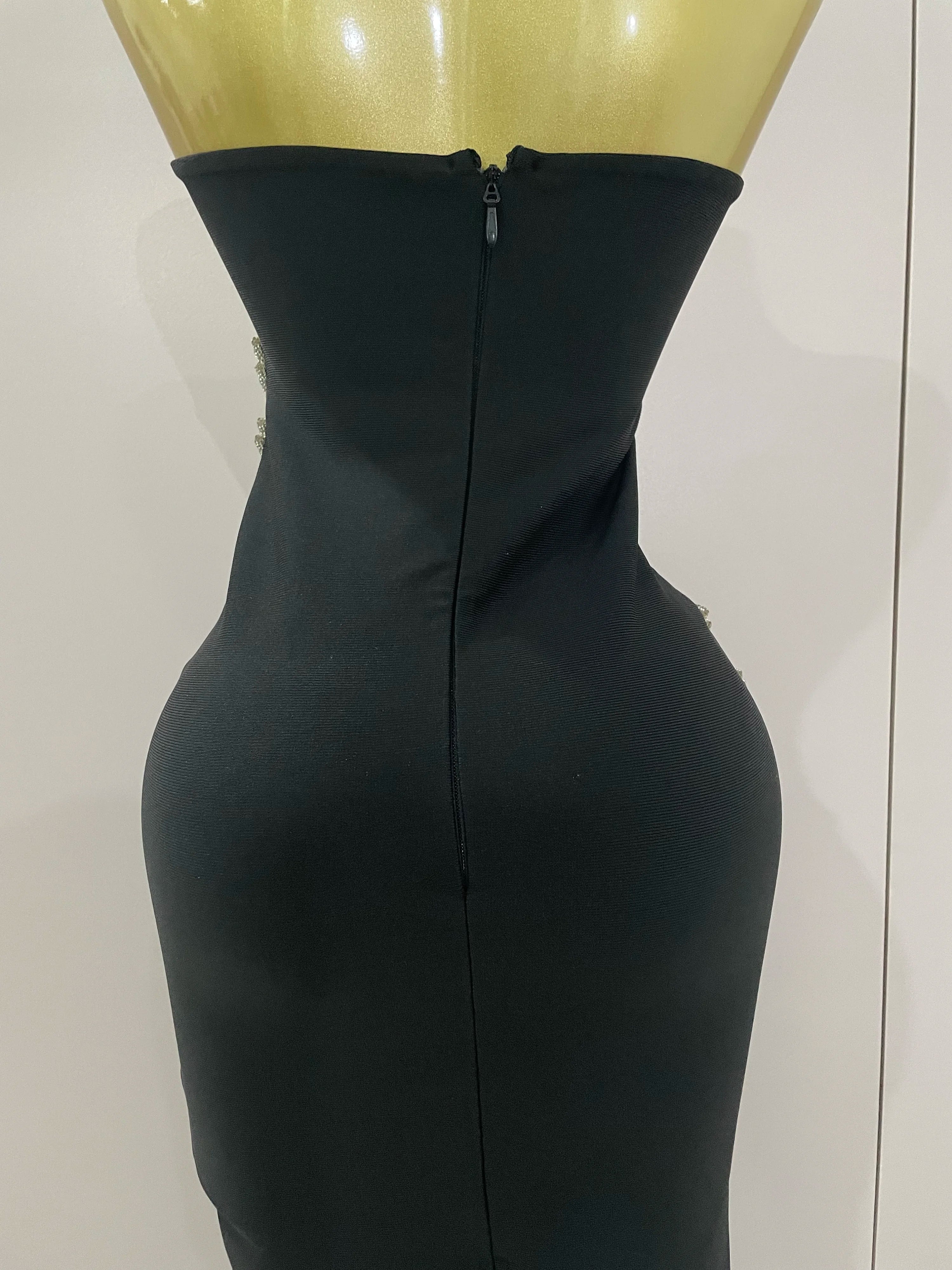 Sexy Strapless Diamond Lines Bodycon Bandage Long Dress 2025 Women Celebrity Red Carpet Elegant Evening Birthday Party Dresses