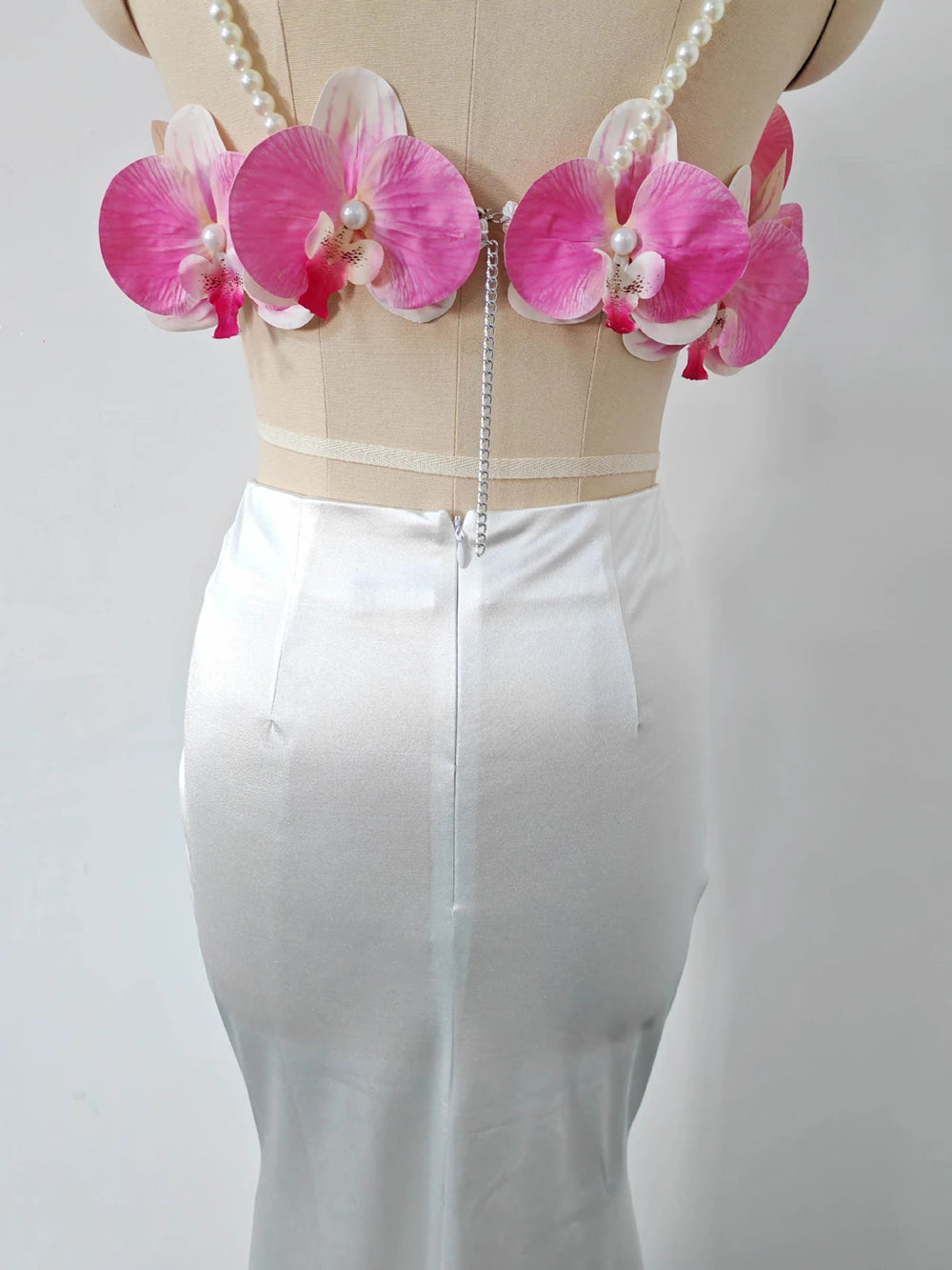 Sexy Pearl Flower Pearl Flower + Long Skirt Set Women Backless Wedding Holiday Party Lady Elegant Outfits 2025 Summer New