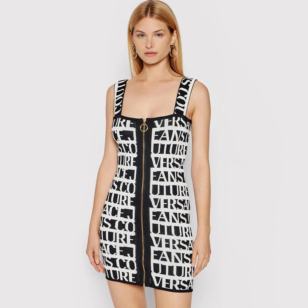 2024 New Summer Women Sleeveless Sexy Front Zipper Bodycon Mini Dress Rayon Bandage Fashion Girls' Birthday Party Slim Dress black