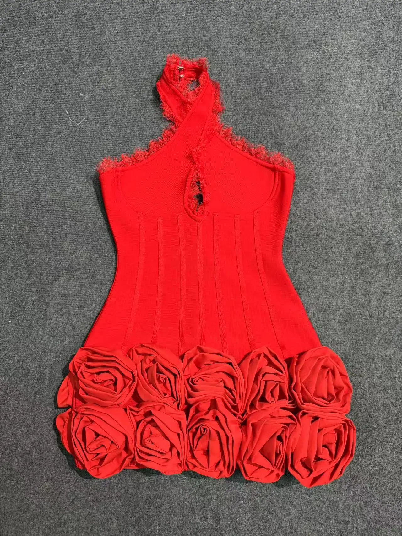 Women Sleeveless Sexy Halter Florlas Bodycon Mini Bandage Dress Celebrate Fashion Nightclub Party Birthday Outfit