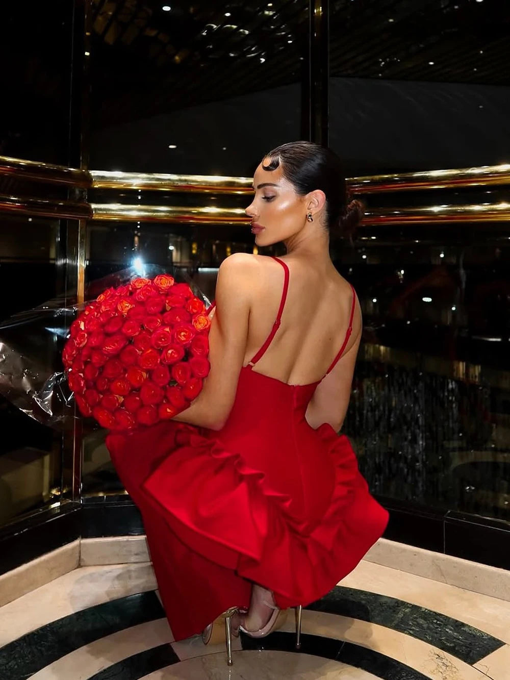 Sexy Women Long Bandage Dress Ruffle Sleeveless Slim Solid Summer Party Fishbone Maxi Dress Clubwear Female Vestido Outfits