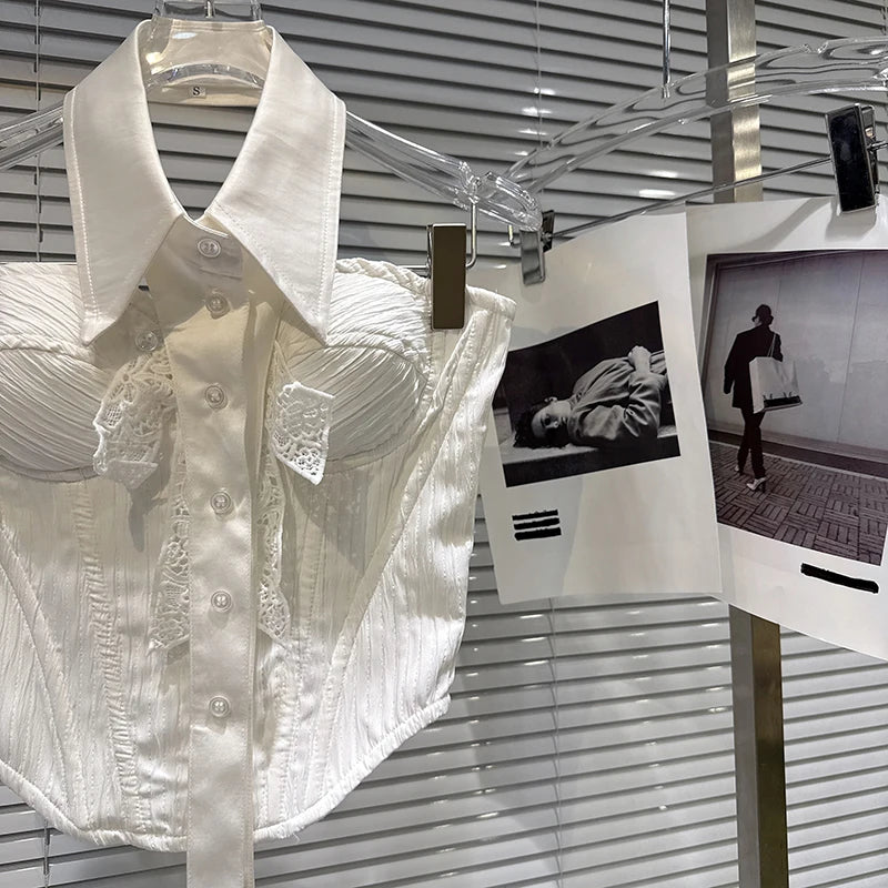 Winter New Sweet Fashion Halter Neck Bowknot Fishbone Chest Pad Tank Top For Women Backless Vest Female 11A07603