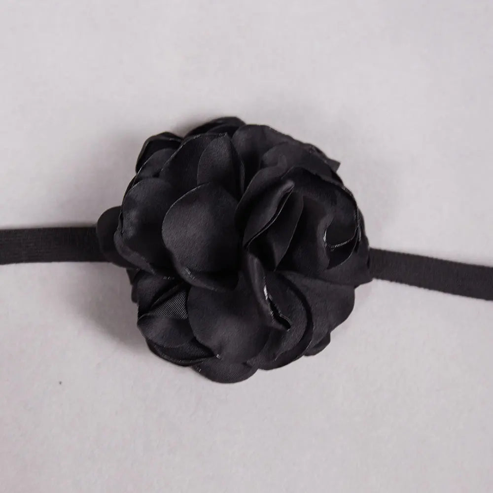 2024 Sexy Women'S Black Chiffon Dress Hanging Neck Style Sleeveless Three-Dimensional Flower Design Bodycon Backless Mini Dress