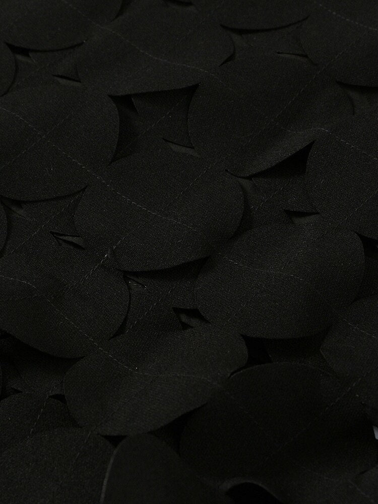 High Waist Black Hollow Out Tassels Long Slit Elegant Half-body Skirt Women Fashion Tide New Spring Autumn 2024 1DE9035