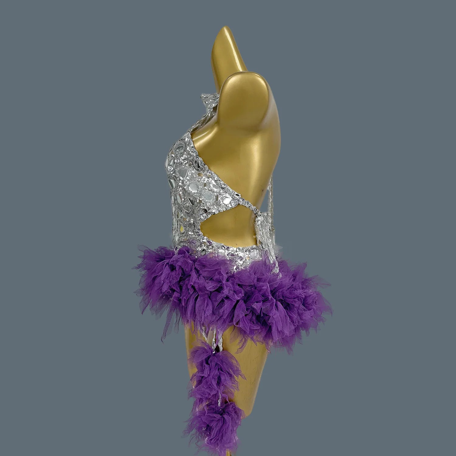 Sparkly Purple Sequins Leotard Bling Sexy Dance Fringes Bodysuit Costume Birthday Outfit Singer Stage Wear Yuanjing