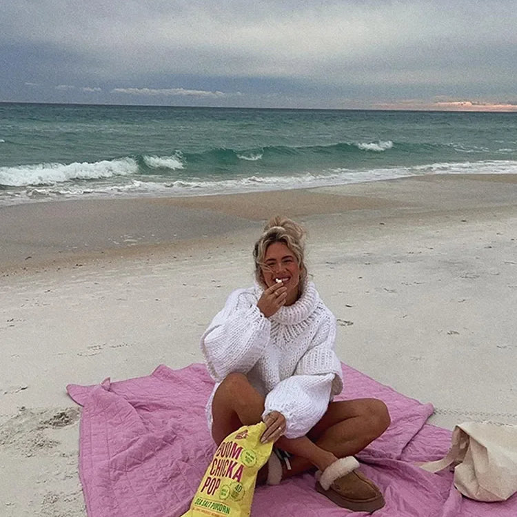 Solid Knit Turtlrneck Double Lantern Sleeve Women Pullover Thick Warm Oversized Loose Top Sweater 2023 Fall Winter Chic Knitwear