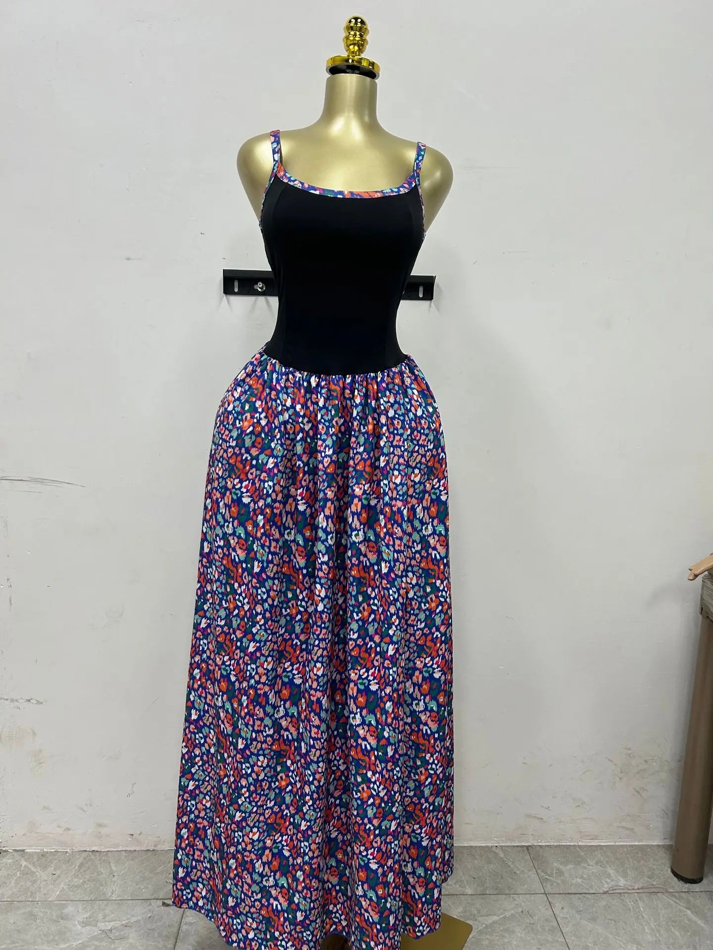 CM.YAYA Women Floral Printed Patchwork Strap Tank Maxi Long Dress 2025 Summer Beach Birthday Sexy Club Party Evening Dresses