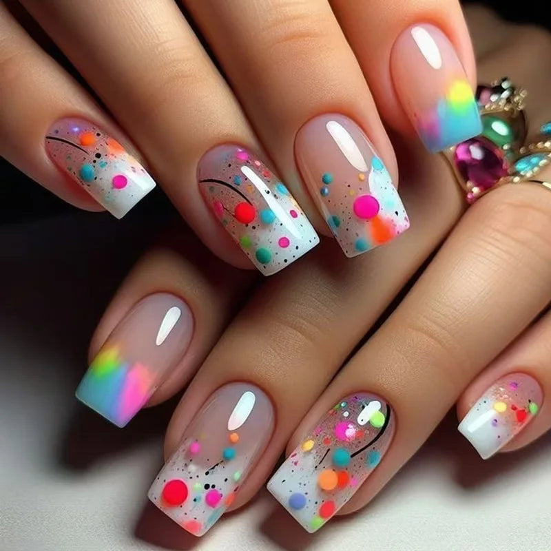 24Pcs Fashion Fake Nails Press on Long Ballet False Nails Art with Flower Design Brown Detachable Full Cover Nail Tips Manicure 1833