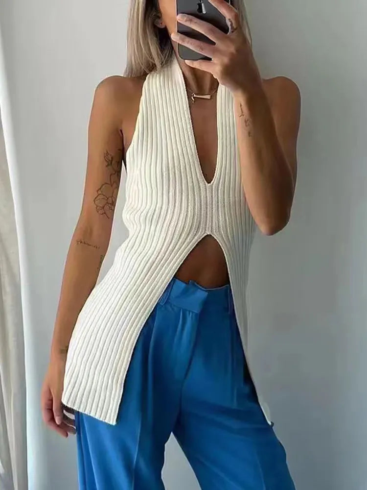 Heliar Women Ribbed Chic Design Tank Top Women Knitted Halter Sexy Tops Camis Tube Tops Women Summer