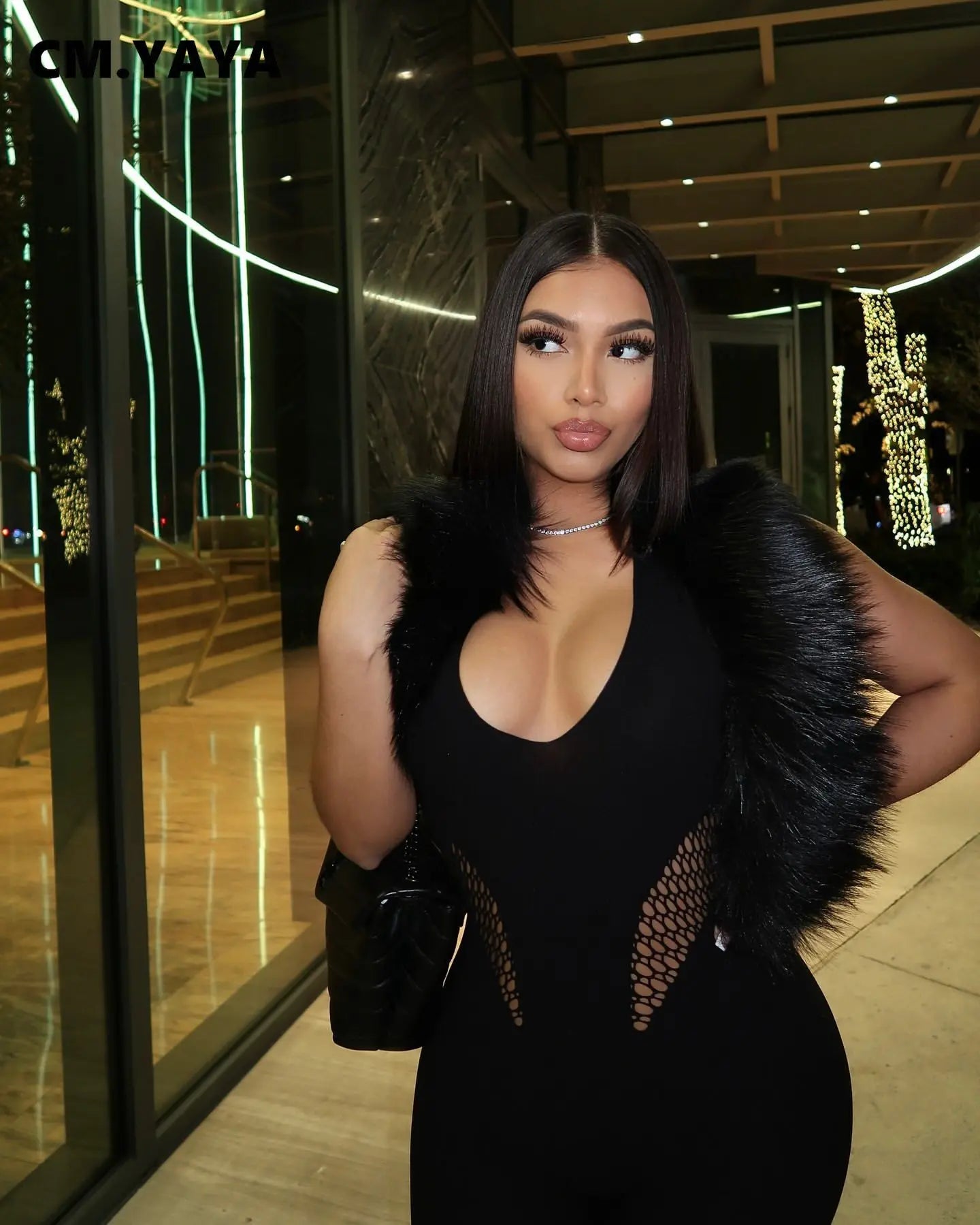 Sleeveless Sexy Mesh Lace Hollow Out Women’s Jumpsuits 2025 summer v-Neck Night Club Party Pajamas One Piece Outfits