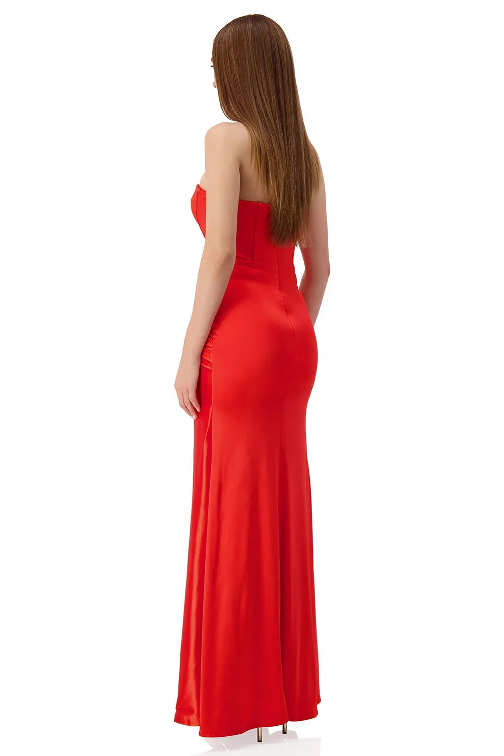 2025 New Summer Women Sexy Strapless High Split Bodycon Long Dress Celebrate Wedding Party Birthday Cocktail Outfit Wholesale