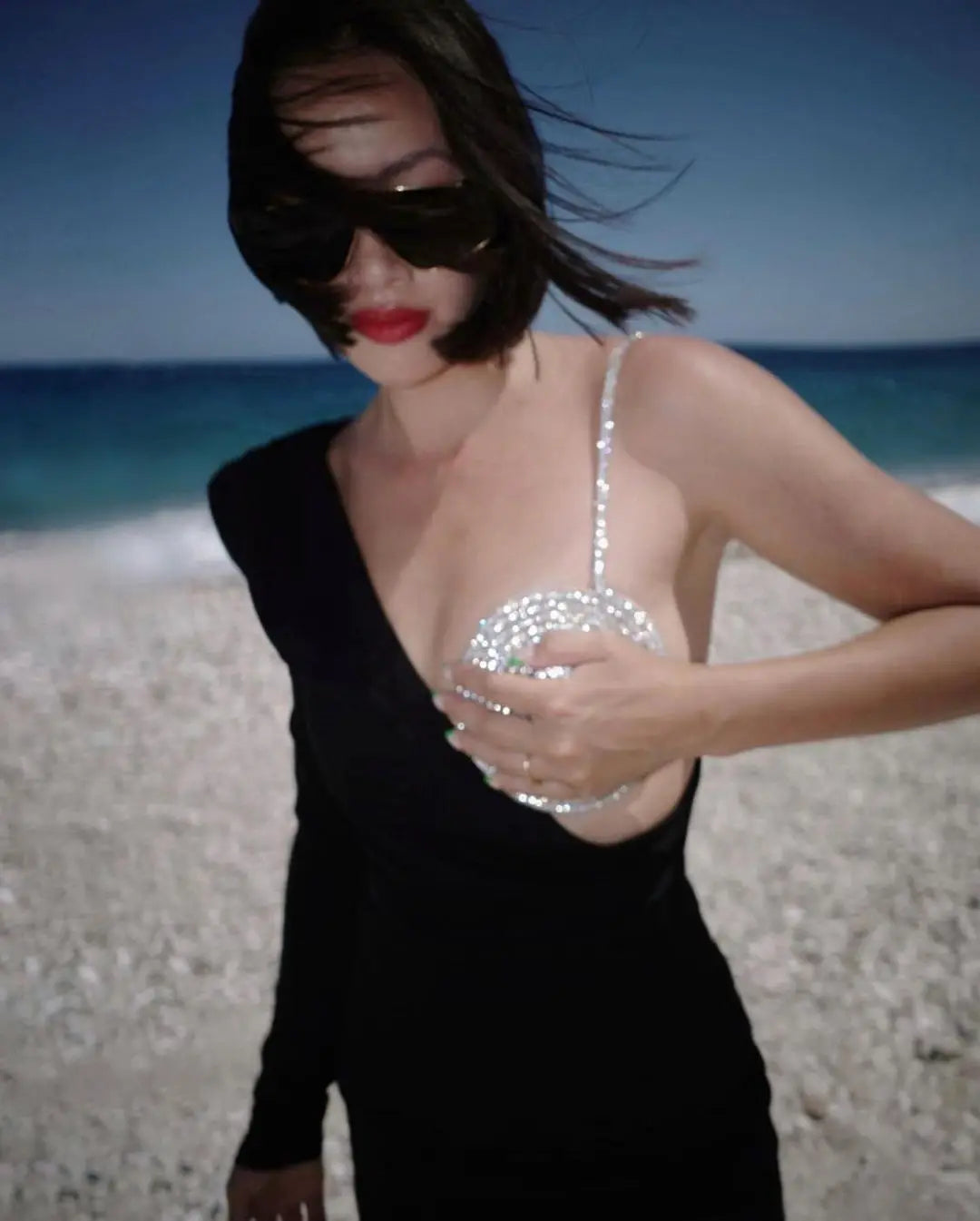 Factory Wholesale Women's Black Spaghetti Strap Rhinestones Mini Sexy Boutique Celebrity Cocktail Party Bandage Dress