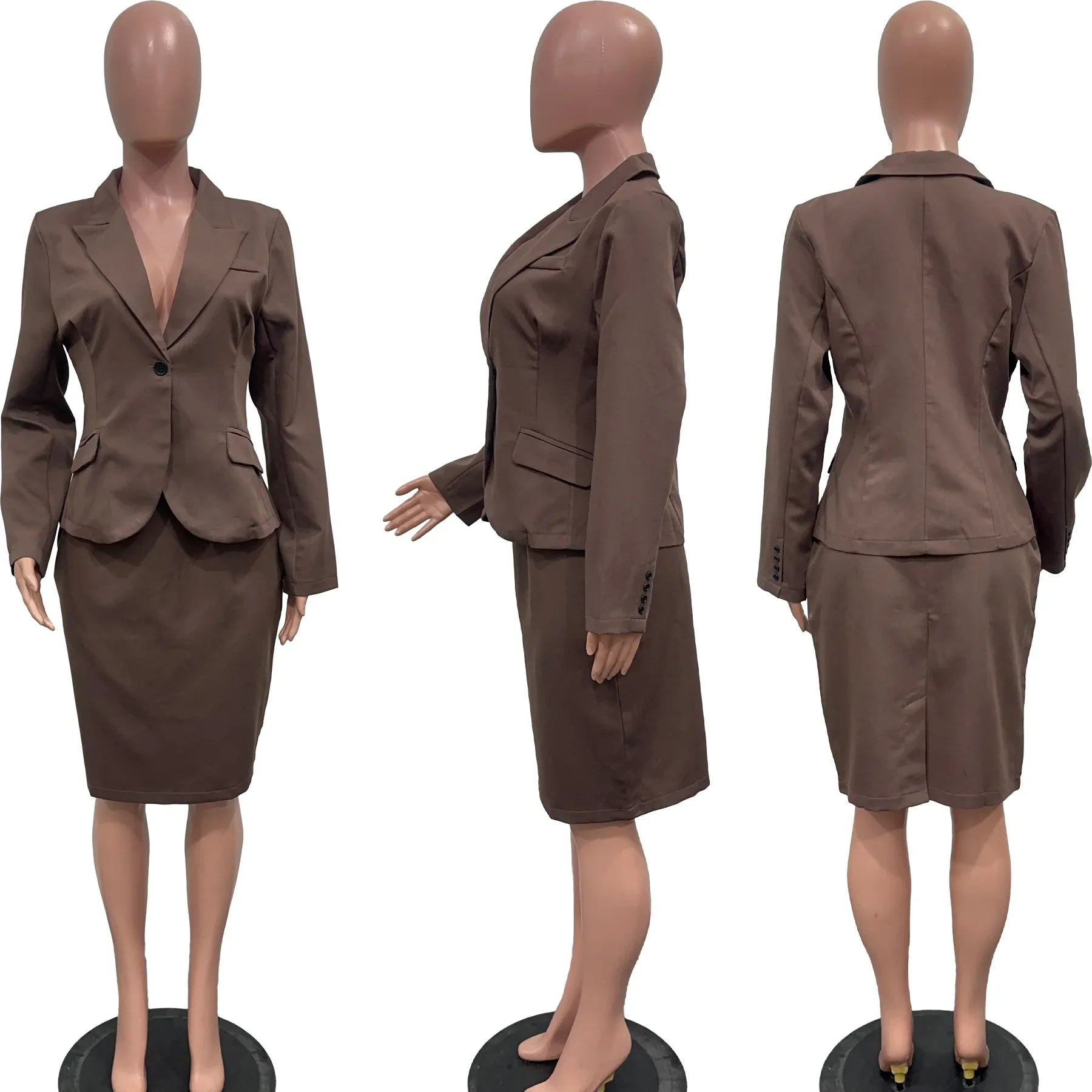 Women's Set Full Sleeve Button Blazer + Skirts Suit 2025 Winter Casual Streetwear Two 2 Piece Set Africa OL Work Outfits