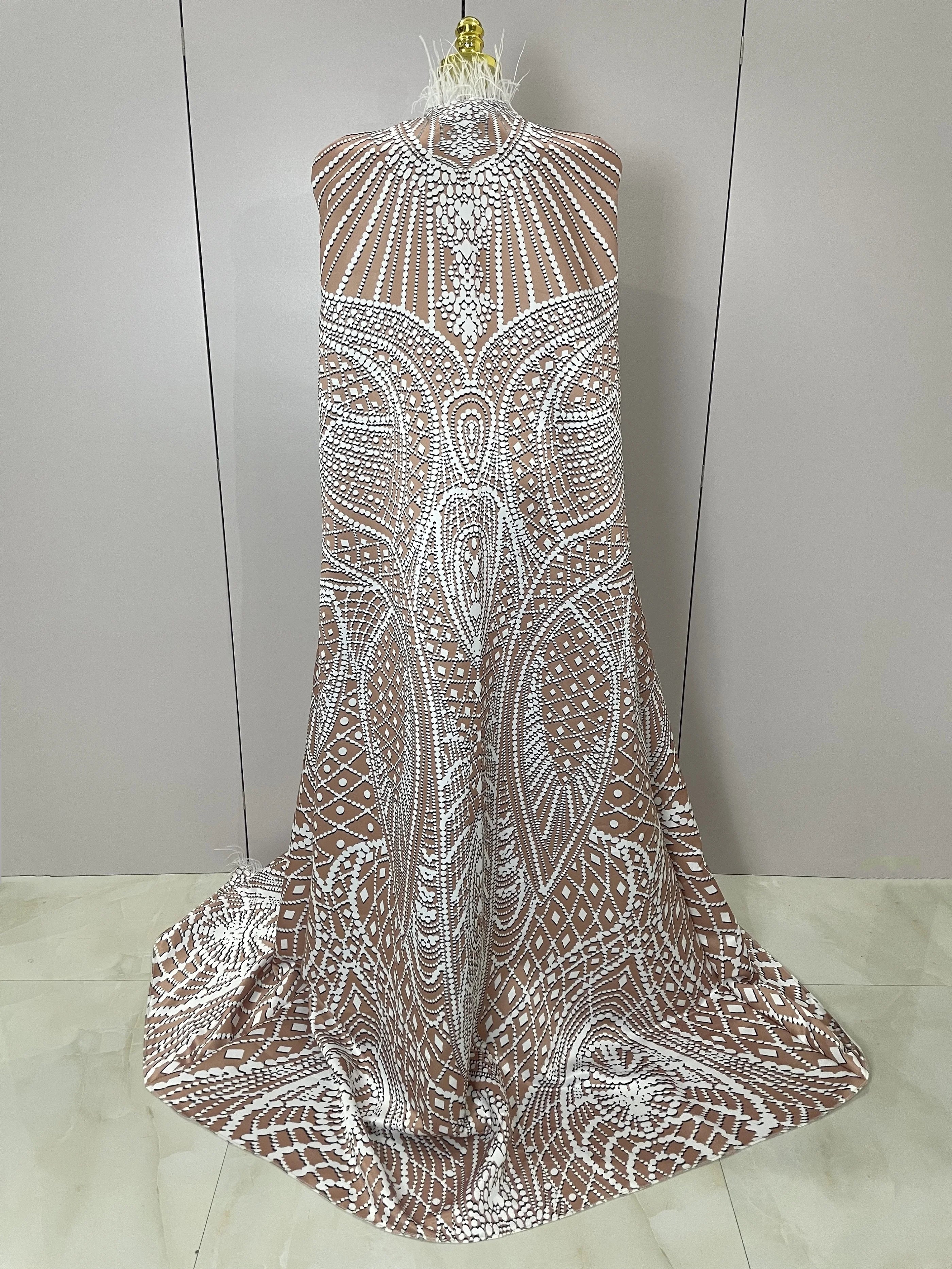 2025Luxury Feathers Cloak White Printing Sexy Sheath Jumpsuit Women Evening Party Bar Nightclub Singer Stage Performance Costume