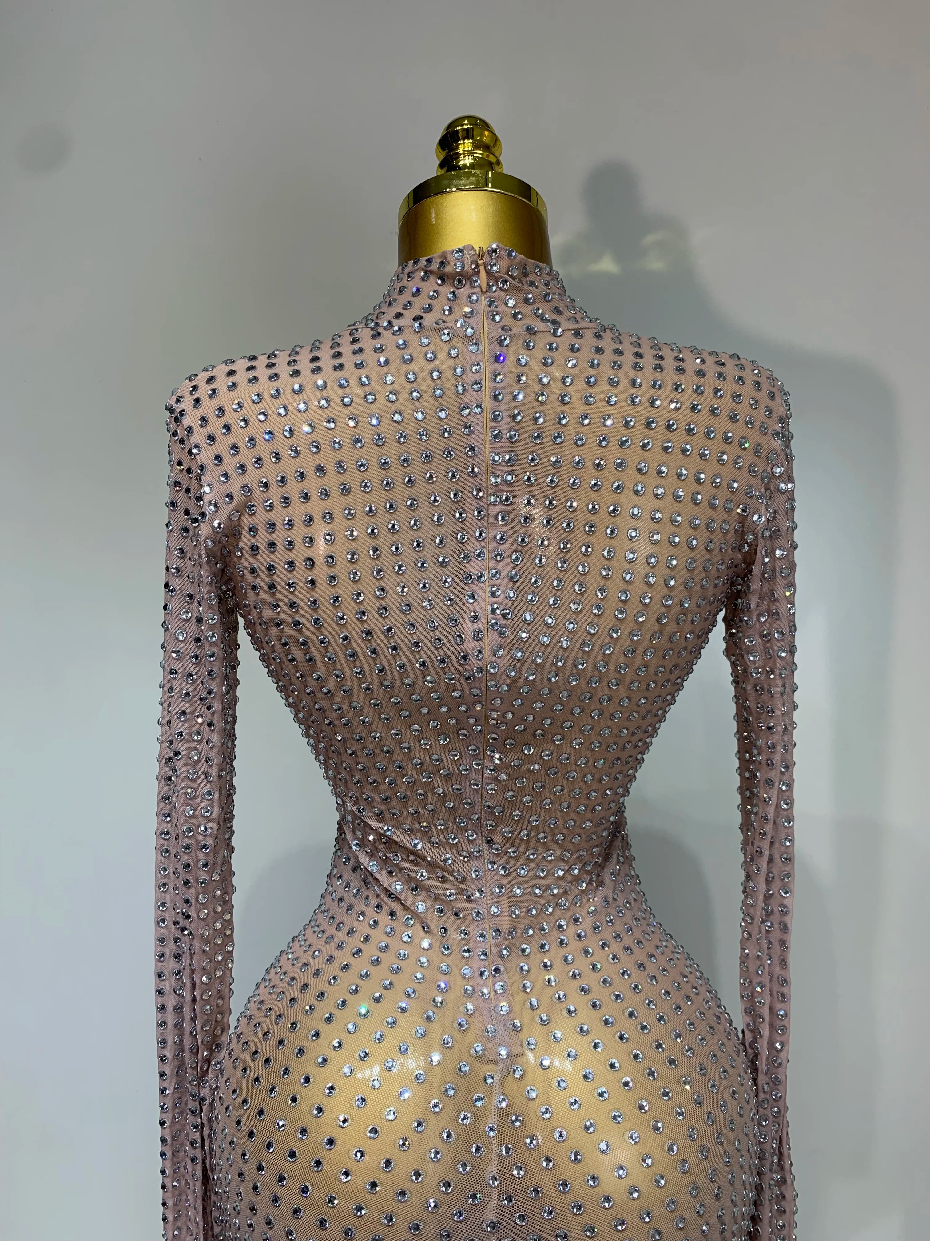 Sparkly Diamond Luxury Birthday Party Long Dress Elegant Celebrity Evening Party Nightclub Prom Dress Singer Dancer Stage Outfit