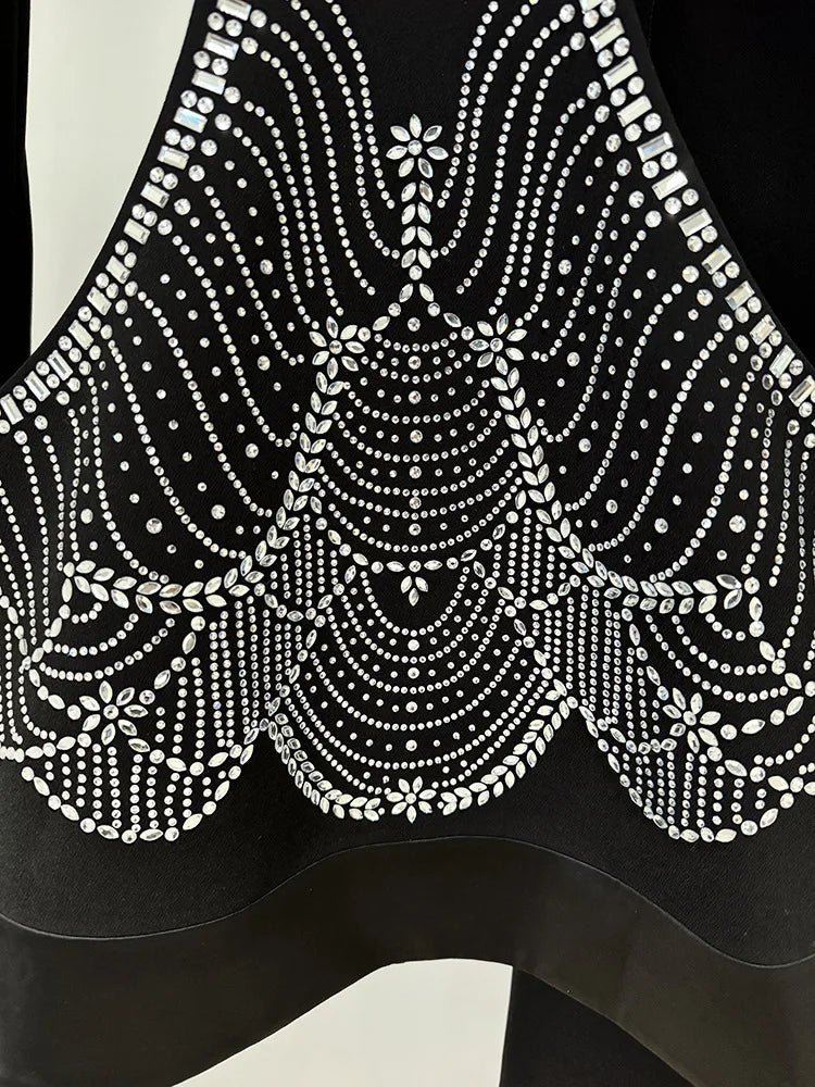 2025 New Autumn Women Long Sleeve Sexy Shinning Rhinestones 2 Pieces Blazer Set Elegant Evening Party Red Carpet Celebrate Wear