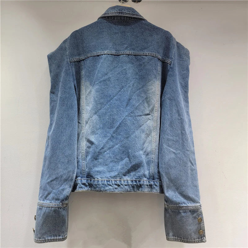 Autumn Winter New Fashion Denim Jacket For Women High Street Style Zipper Design Coat Female Trend 11A07631