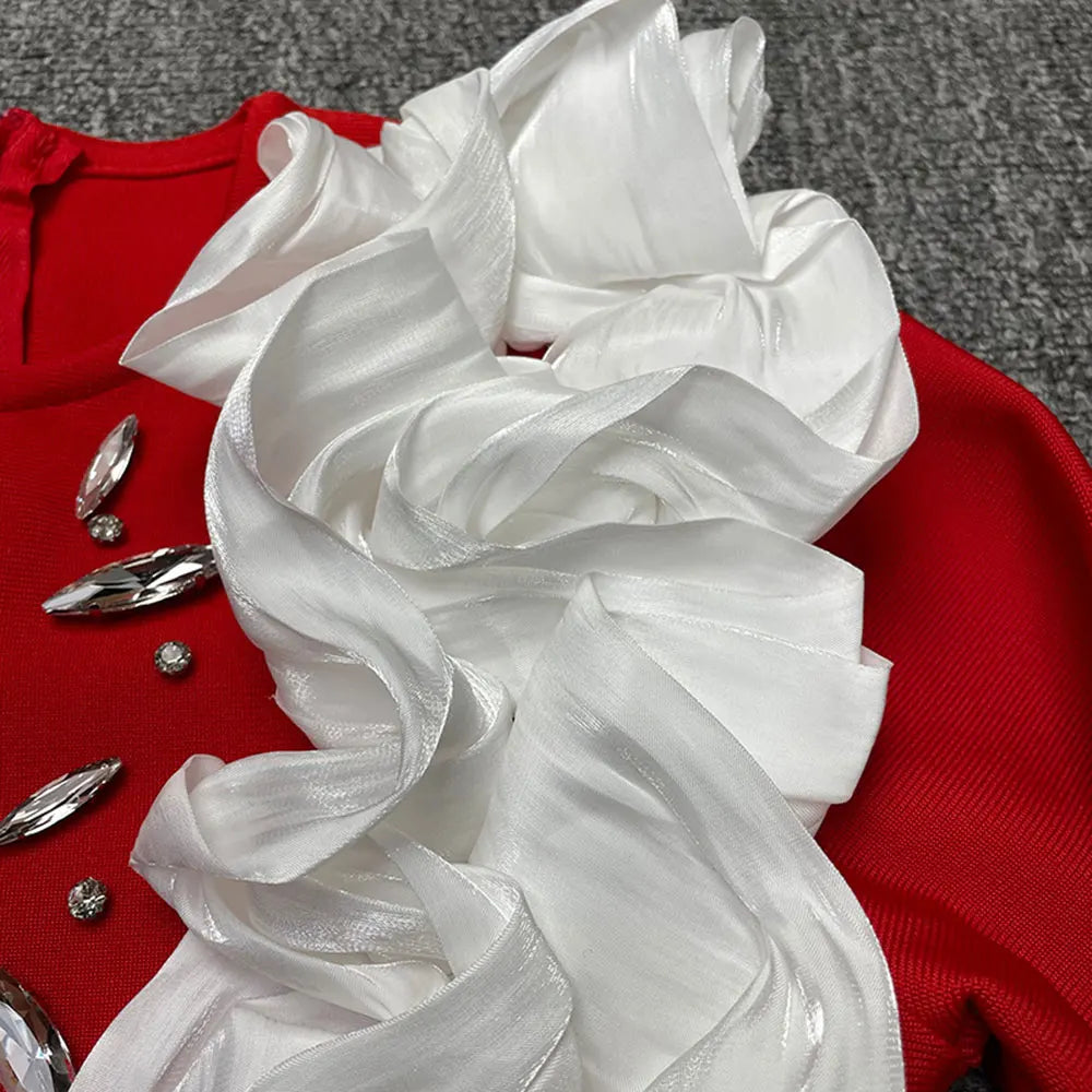 2024 Elegant Women's Light Luxury Patchwork Bandage Dress O-neck Long Sleeve Bodycon and Knee Dress Christmas Eve Party Vestidos