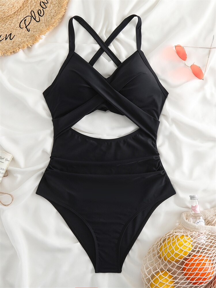 Swimwear Push Up One Piece Swimsuit - New Monokini Sexy Cut Out Bathing Suit Female Swimming Beach Wear Summer Bodysuit 1