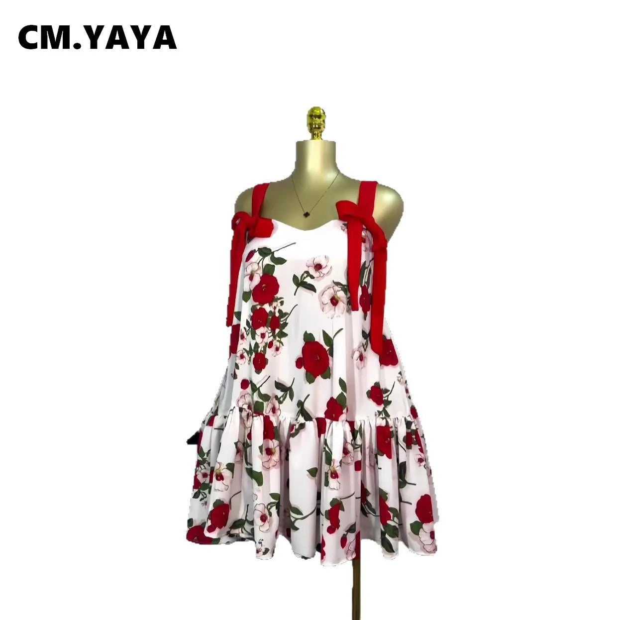 Women Floral Printed Flare Sleeveless Bow Strap Belt Mini Dress 2025 Evening Sexy Beach Party Birthday Street Dresses