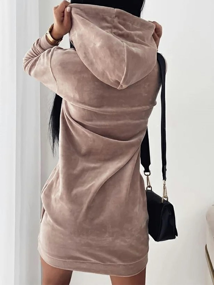 Femmes longues robes pull LOVE imprimer à capuche ample col haut sweats à manches longues pull automne hiver Y2K Street Style haut