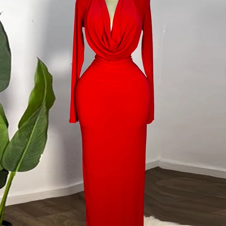 Women Full Sleeve Pile Collar Long Maxi Dress 2025 Sweet Holiday Beach Birthday Evening Sexy Girl Party Dresses Vestidos