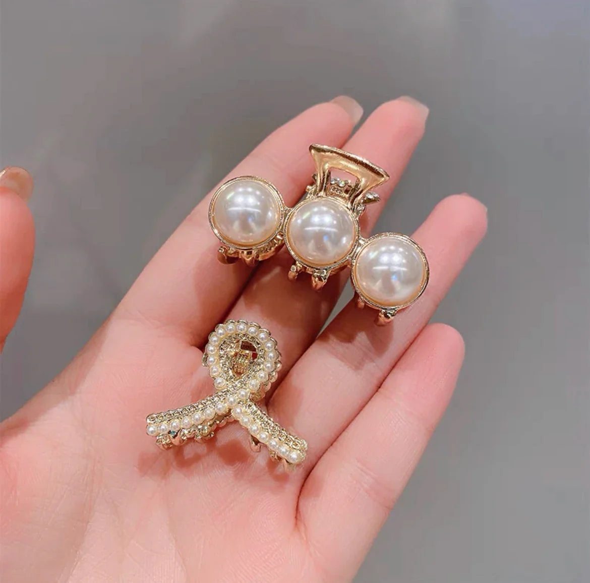 Mini Pearl Hair Claws Clips for Women Elegant Rhinestone Headwear Hairpins Hair Crab Barrettes Hair Accessories for Women 2pcs 6 One Size