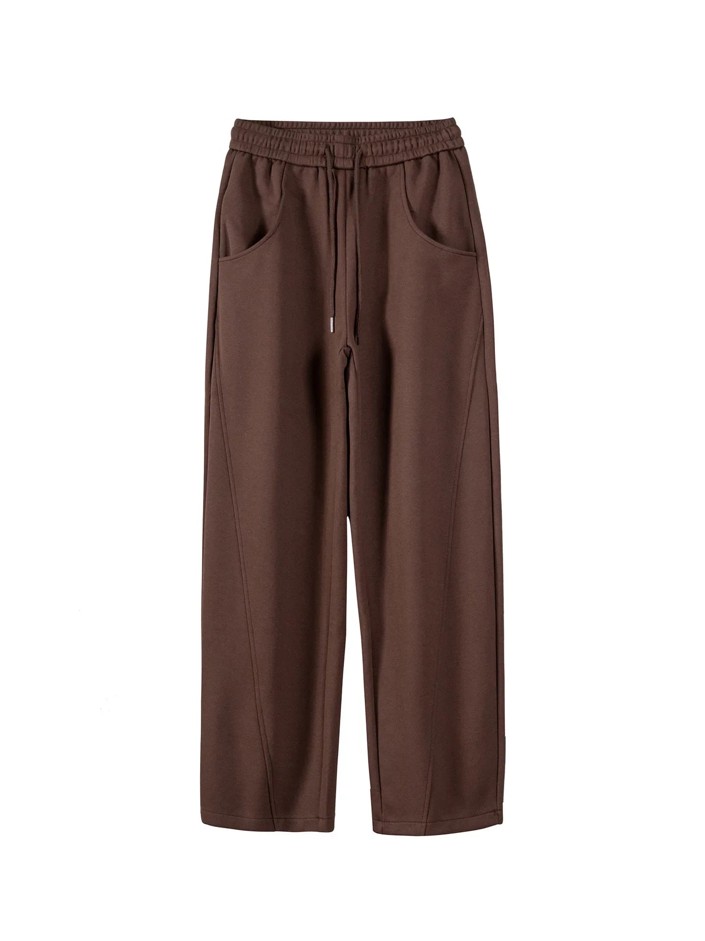 Leisure sanitary pants, feminine temperament, versatile for commuting, fashionable elastic waist pocket, straight tube Brown