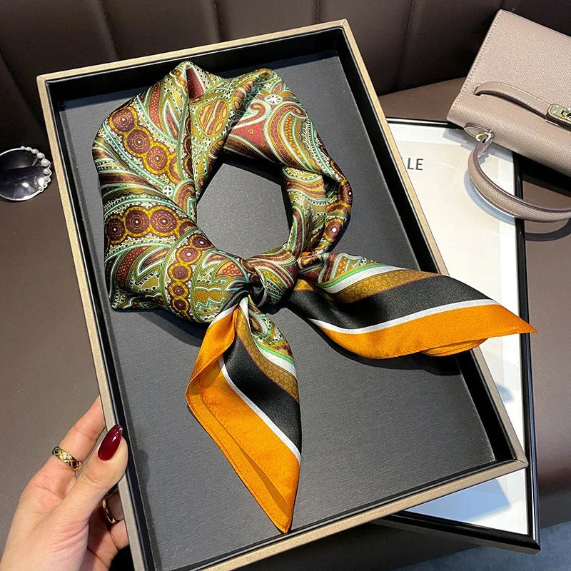 Square 100% Real Silk Scarf Women Bufanda Shawls Wraps for Lady Neckerchief Natural Foulard Femme Bandana Scarves Pashmina 2023 18148 68x68cm