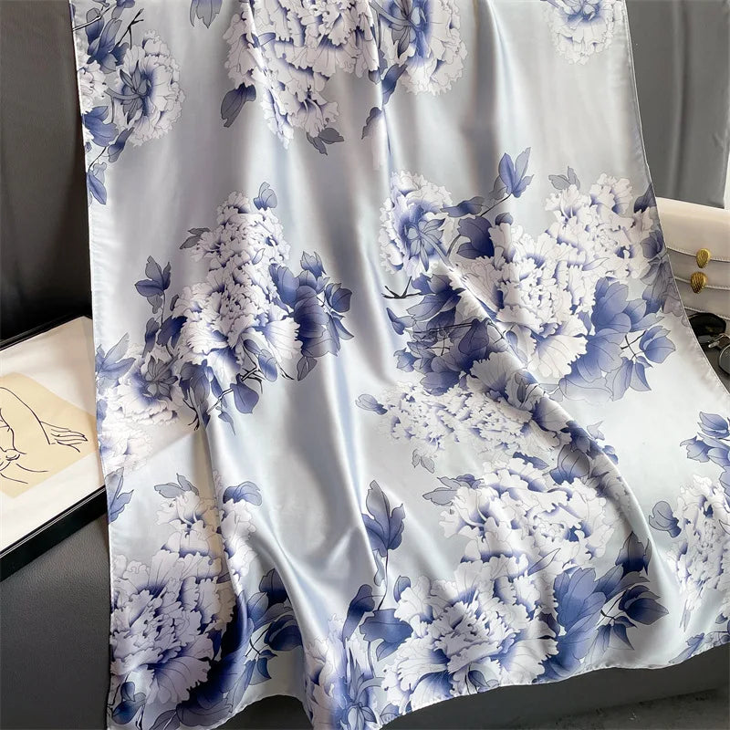 Europe United Hot Women Luxury 180*90cm Women Silk Scarf Female Beach Shawl Bandanna Foulard Muffler Scarves Wraps XL147-2 180X90cm