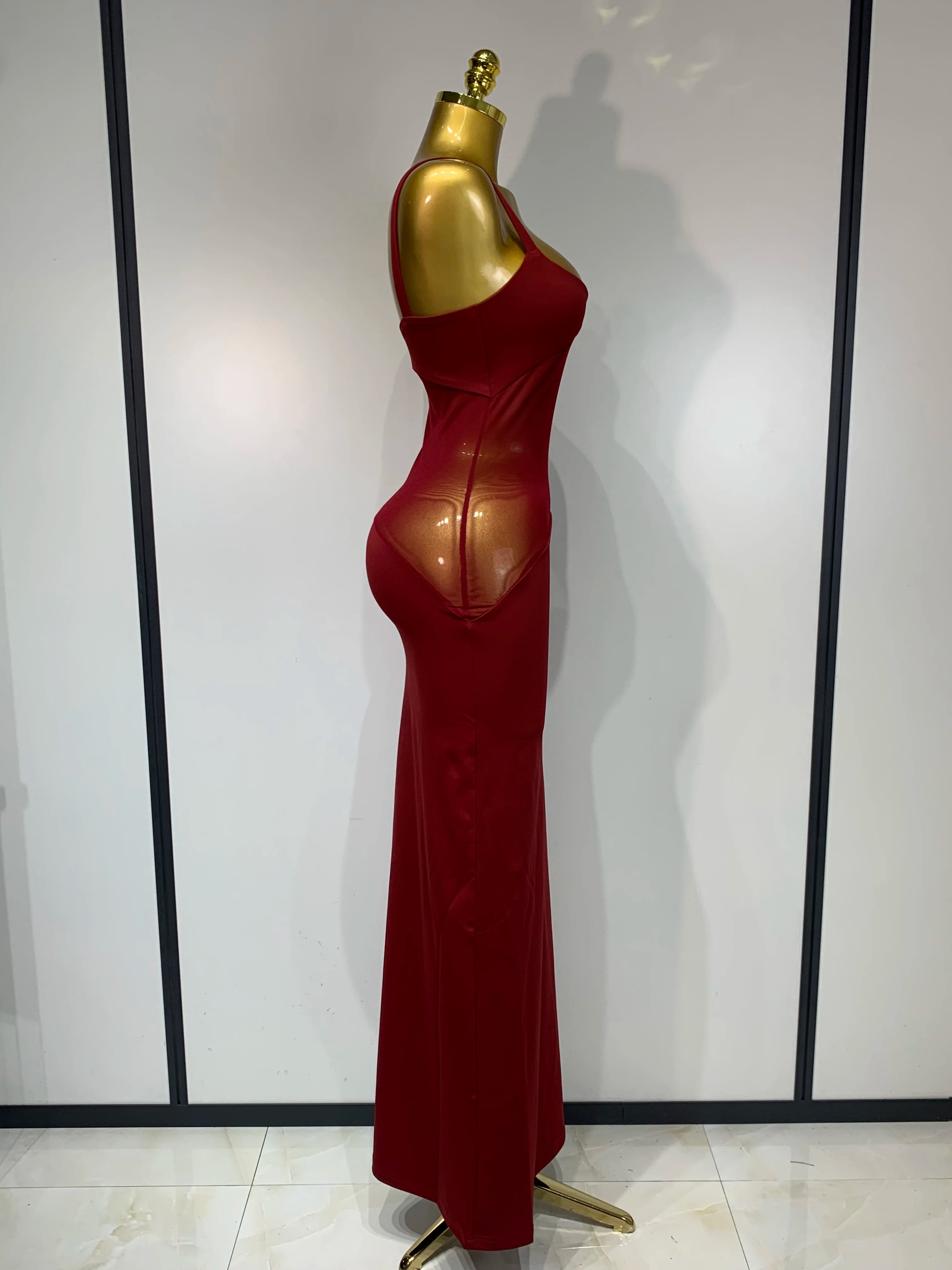 Sexy See Through Mesh Patchwork Long Dress 2025 Women Backless Bodycon Cocktail Party Elegant Luxury Birthday Dresses Vestidos