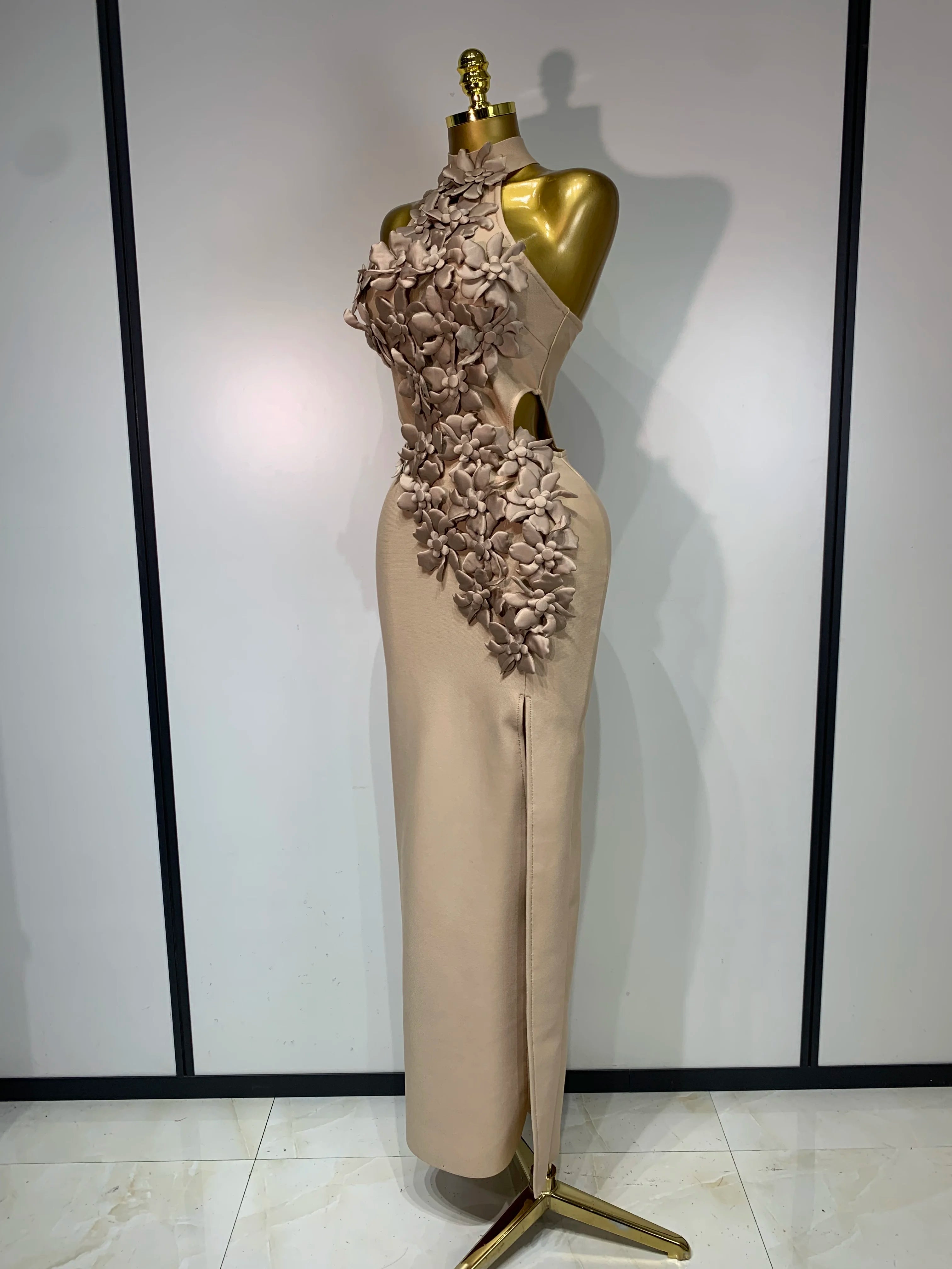 Women Sexy Sleeveless Flower Hollow Out Evening Party Bandage Dresses Red Knitted Bodycon Birthday Wedding Guest Clothing