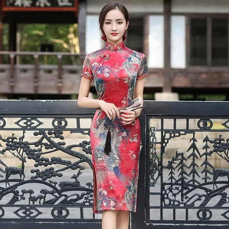 Cheongsam Qipao Fashion Clothes Casual Elegant Ethnic Style Vintage Dress for Women Streetwear Women Clothing Party Chinese DQ3-5