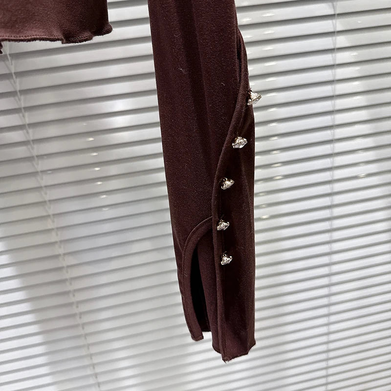 Winter New Sweet Fashion Embroidered Lace Collar Patchwork Design Stretch Long Sleeve T-shirt For Women 11A07863