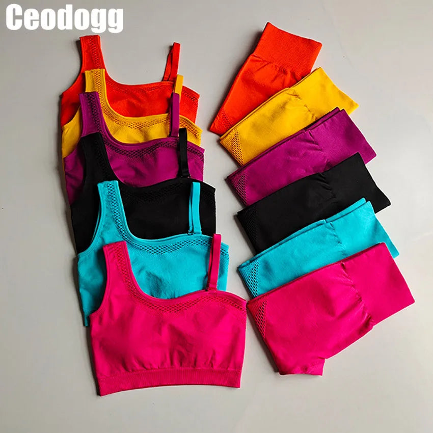 1/2Pcs Seamless Yoga Set Women Gym Sportswear Outfit Yoga Pant Leggings One Shoulder Sports Bra Workout Cloth Tracksuit