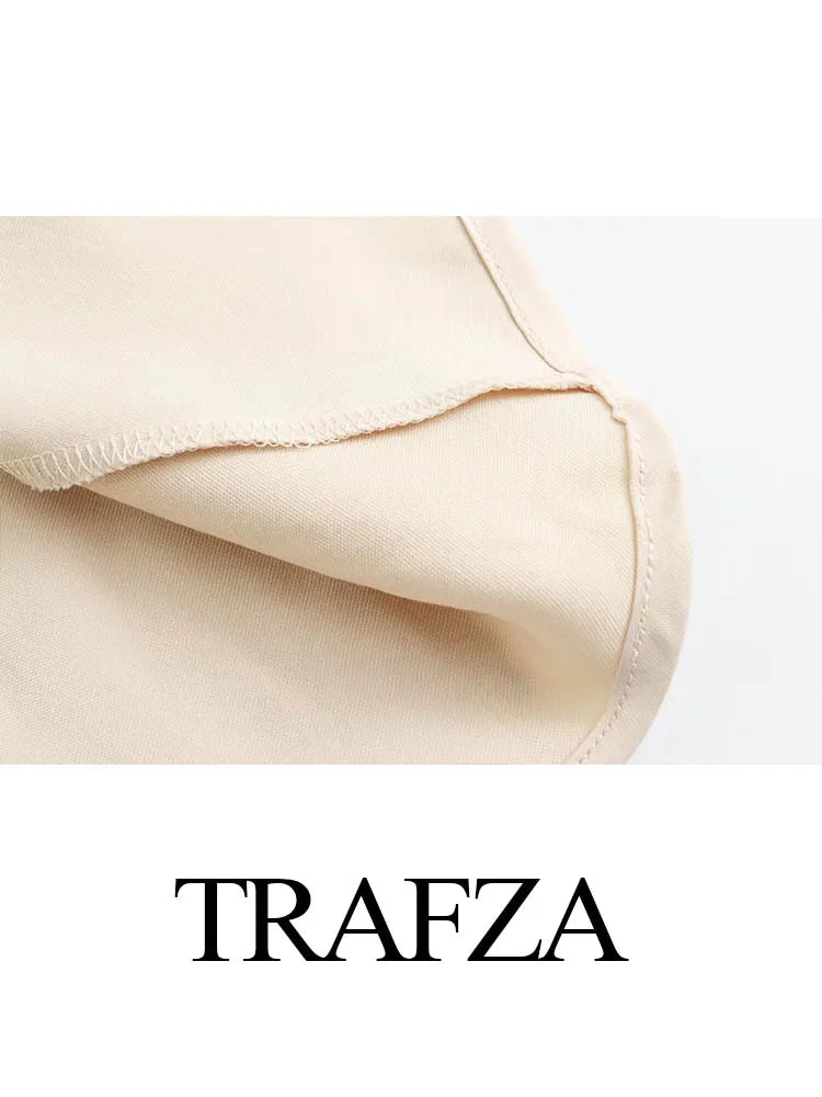 TRAFZA Satin Midi Skirt Woman High Waist Long Skirts For Women New Fashion 2023 Autumn Casual Elegant Party Women's Skirts