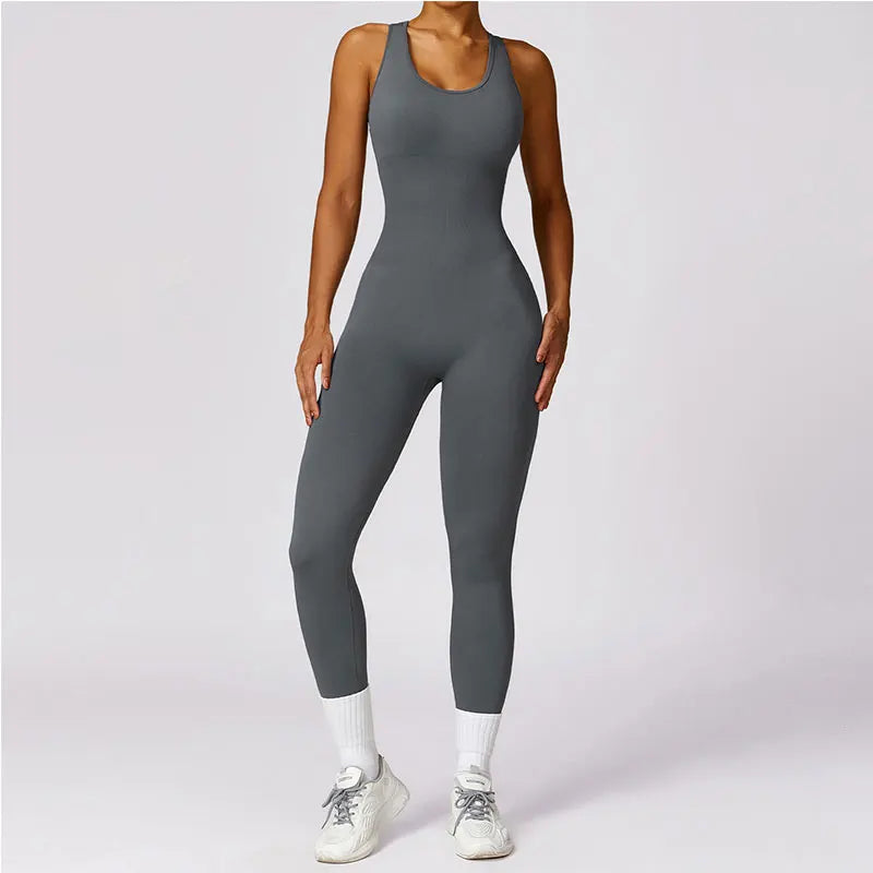 New Yoga Set Seamless Women's Jumpsuits One-Piece Gym Push Up Workout Clothes Fitness Bodysuit Sportswear Tracksuit Short Sleeve volcanic ash
